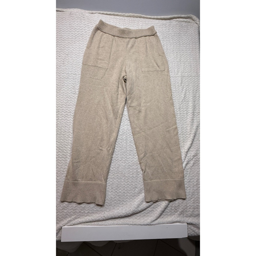 FP Beach Free People Oatmeal Beige Knit Wide Leg Lounge Pants Small 4896